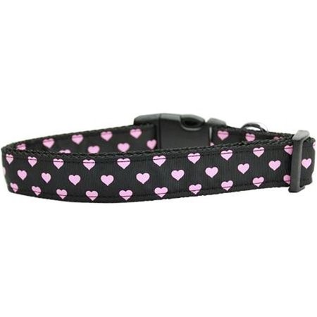 UNCONDITIONAL LOVE Pink and Black Dotty Hearts Nylon Dog Collars Medium UN847546